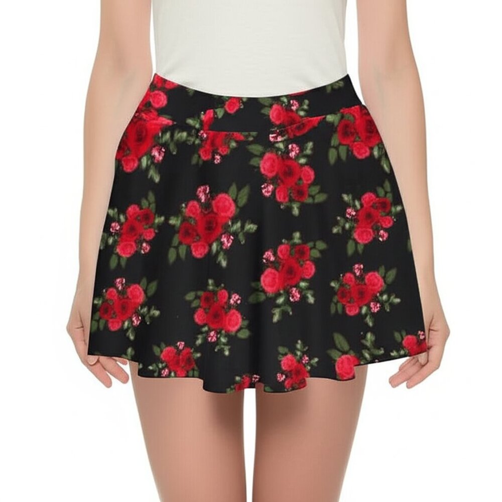 NWOT New rose print mini skirt